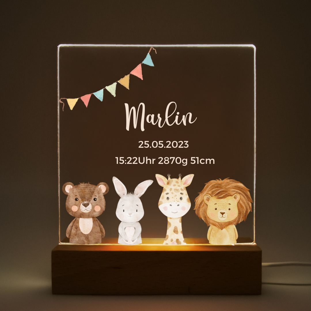 LED Nachtlicht Kinder Bär Hase Giraffe Löwe