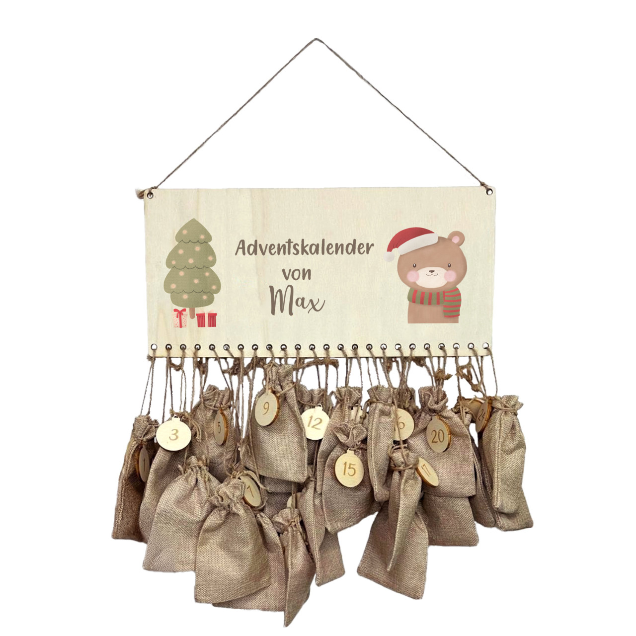 Adventskalender Kinder I personalisierter Adventskalender I befüllbarer Adventskalender Bär Baum