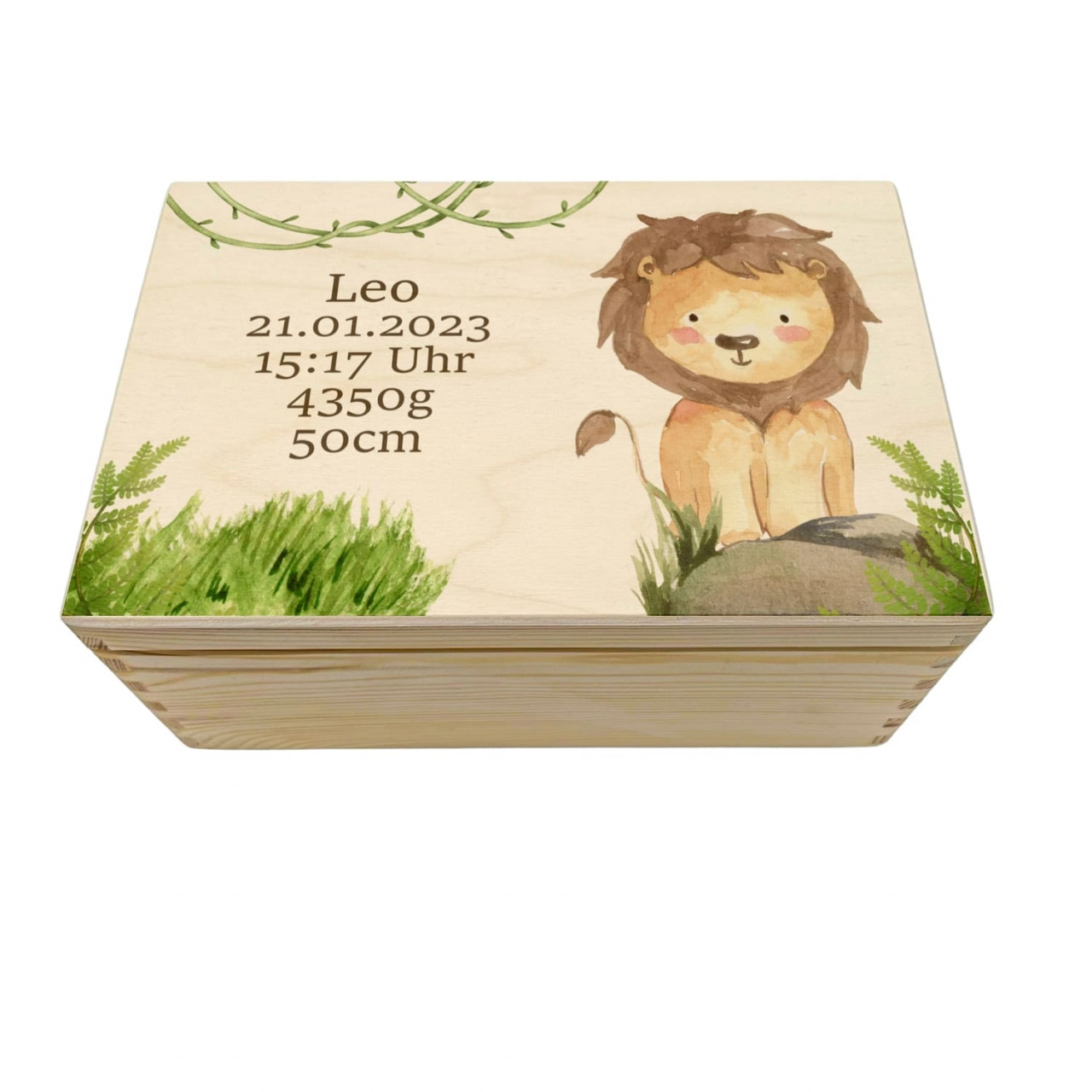 Erinnerungskiste für Babys und Kinder – Löwe Druck | personalisierbar