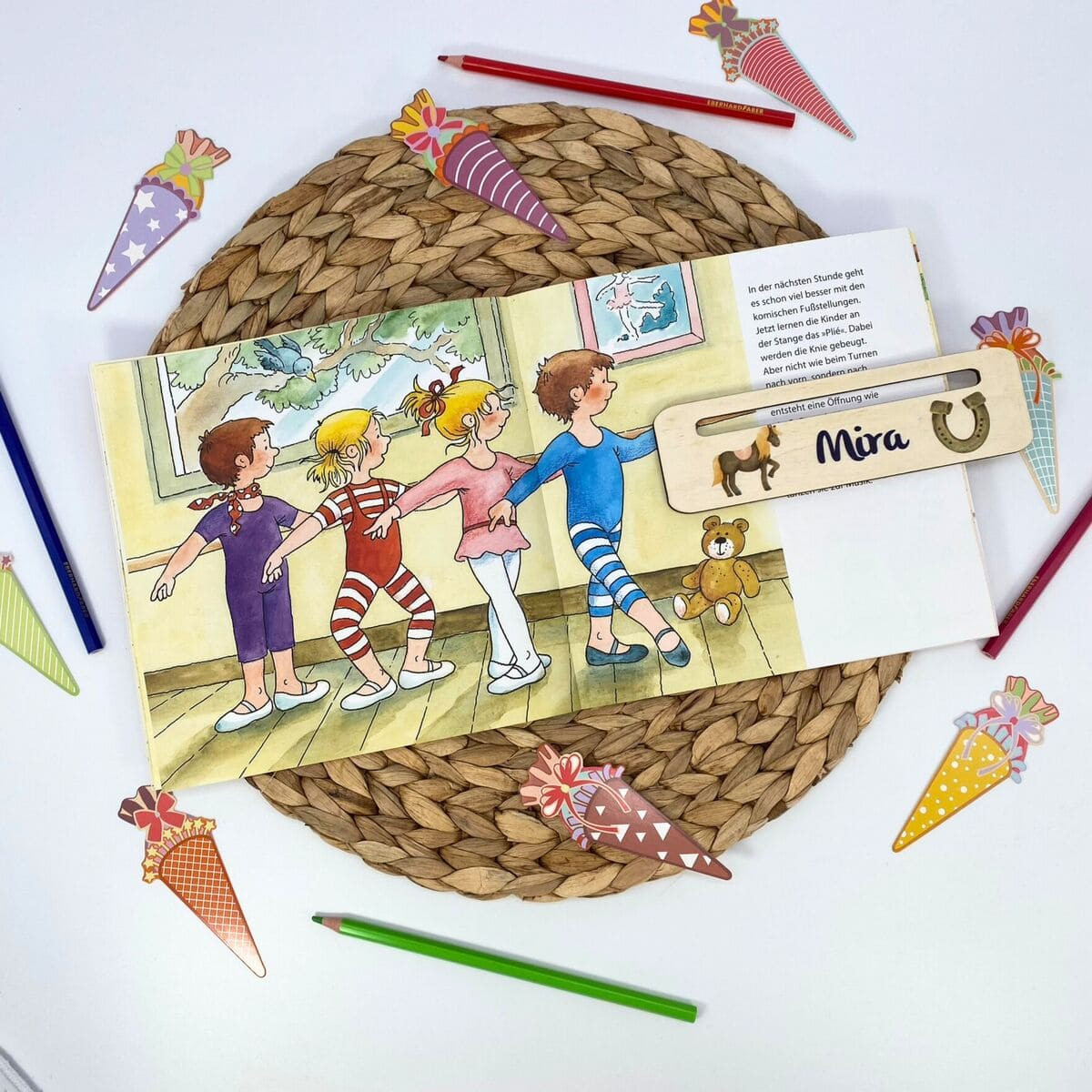 Personalisiertes Lesezeichen Pferd I Geschenk zur Einschulung I Inhalt Schultüte