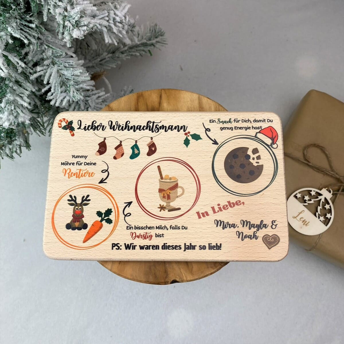 Weihnachtsbrettchen I Plätzchen für den Nikolaus I personalisiertes Brettchen Rentier