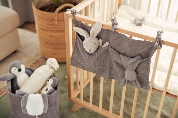 Aufbewahrungstasche Cord grau | Jollein | personalisierbar