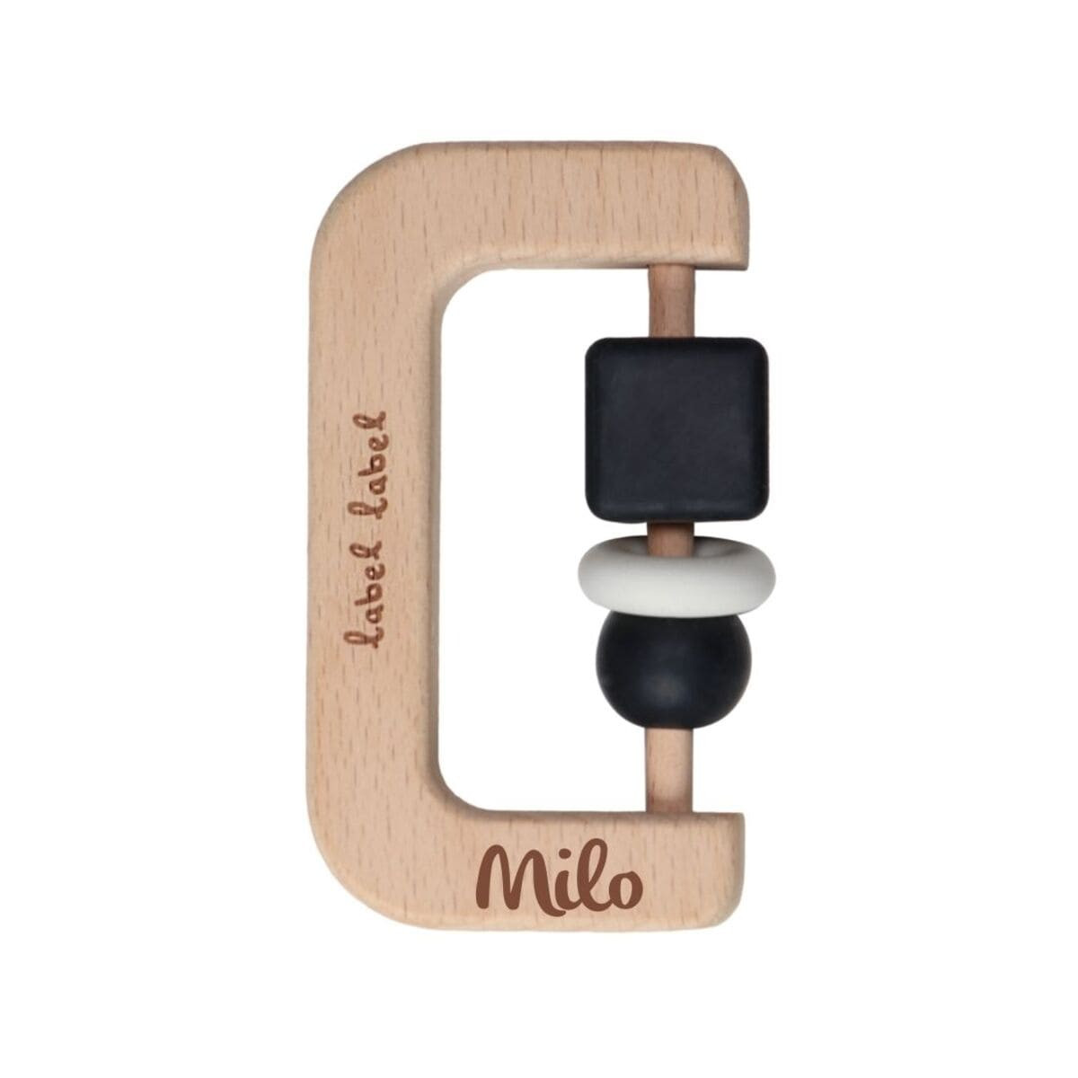 Holz & Silikon Beißring schwarz-weiß | Babygeschenk | personalisierbar