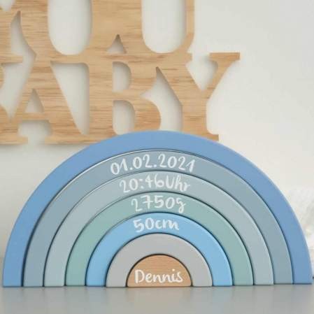 Holz Regenbogen blau| Bieco | personalisierbar