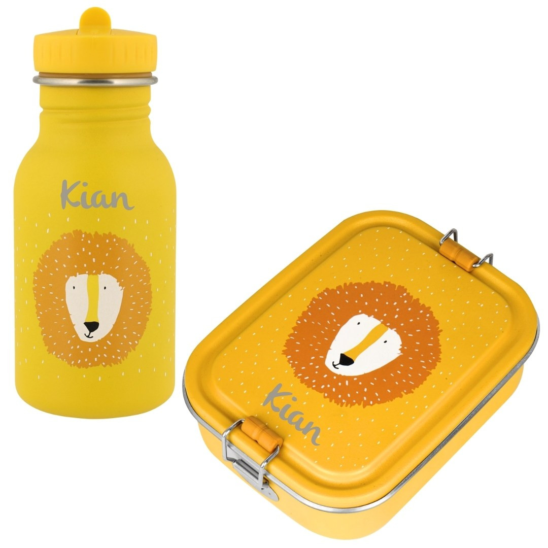 Löwen - Brotdose & Trinkflasche Set für Kinder - Personalisiert | Trixie