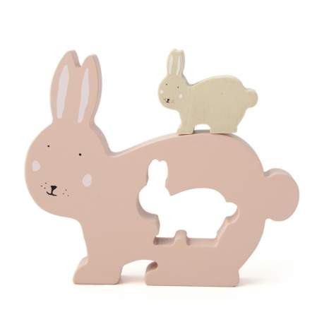 Holz Puzzle Mrs. Rabbit rosa | Trixie | personalisierbar