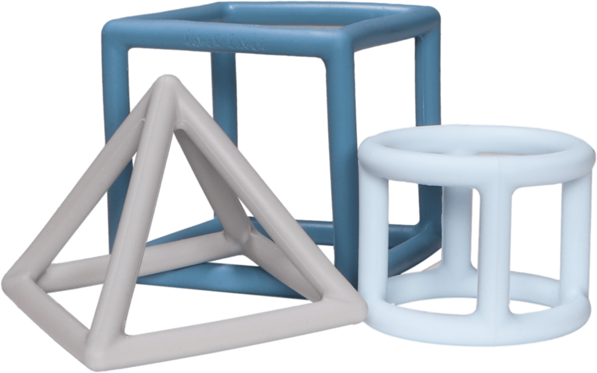 Geometrische Formen Silikon blau | Babygeschenk | personalisierbar
