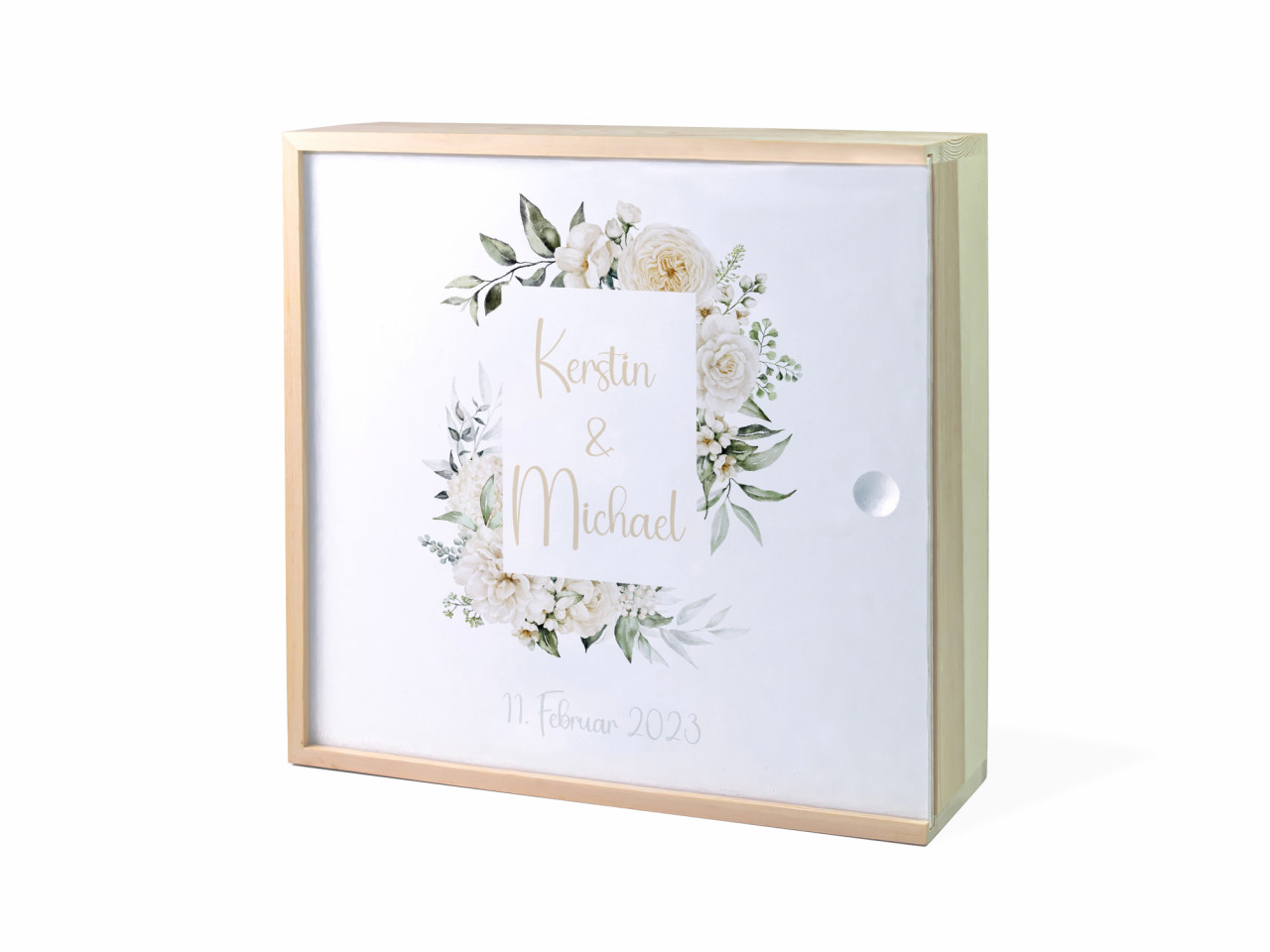 Erinnerungsbox Hochzeit | Rahmen weiße Blumen | Kidslino