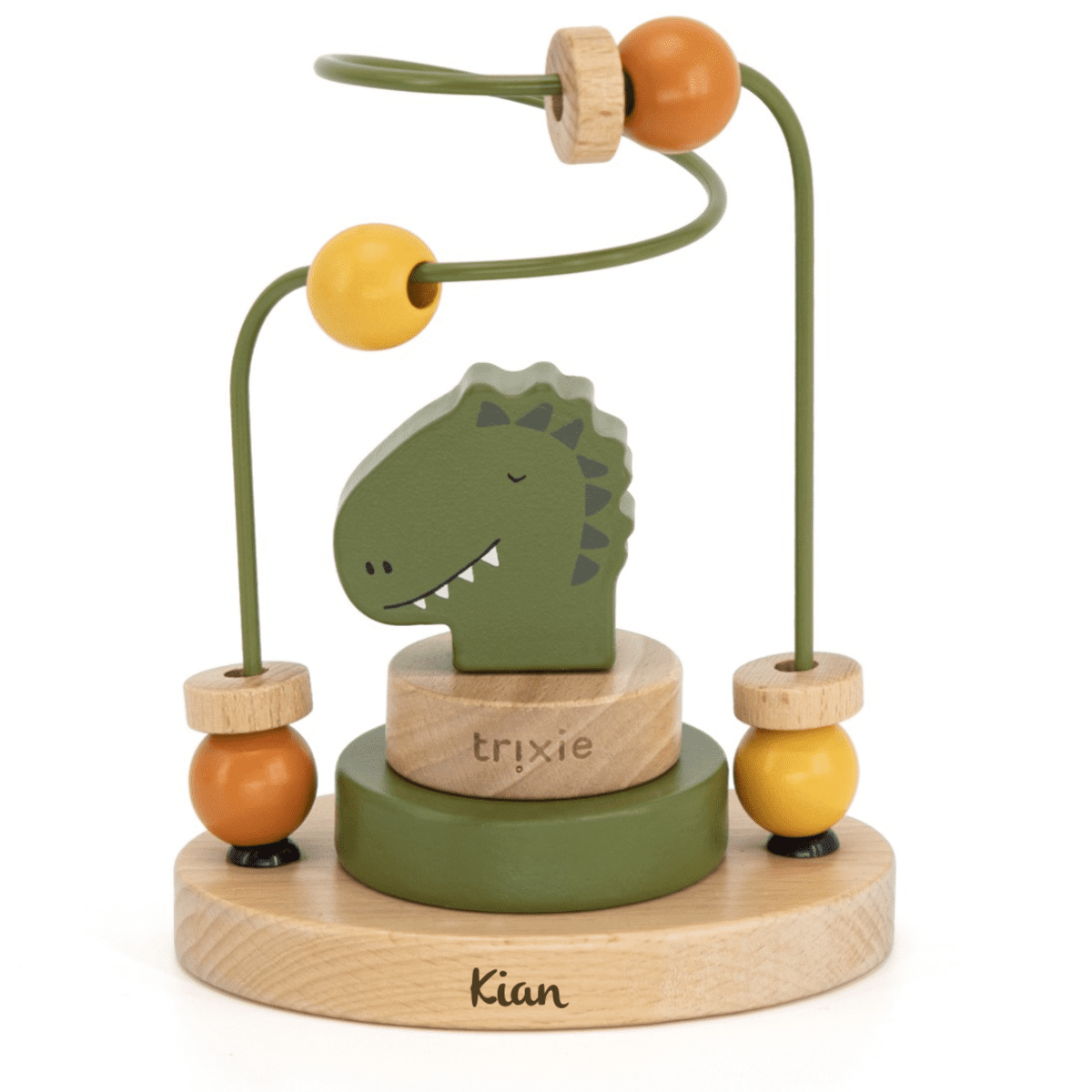 Motorikschleife Dino grün I Babygeschenk Geburt mit Namen I personalisierbar