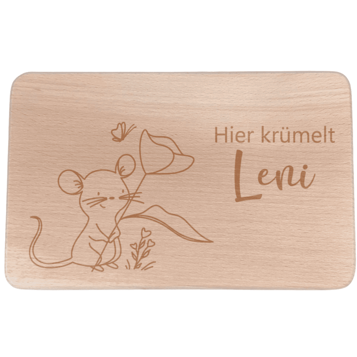 Personalisiertes Frühstücksbrettchen mit Namen und kleine Maus | Kidslino | personalisierbar