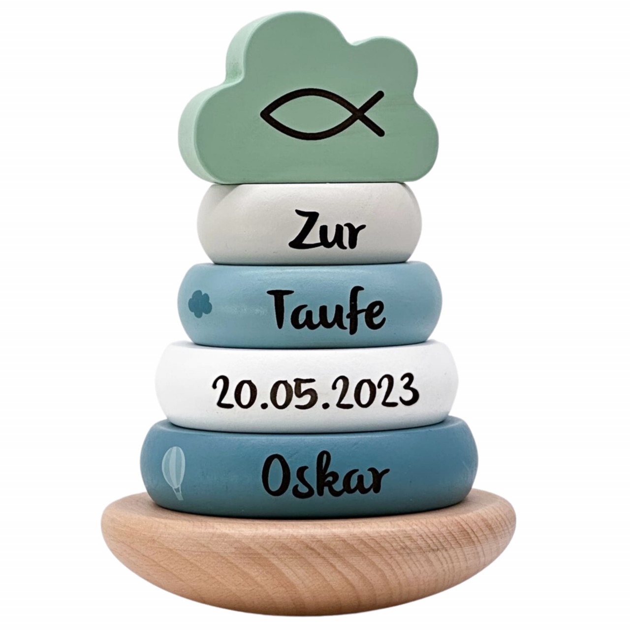 Stapelturm olive | Taufgeschenk | Label Label | personalisierbar