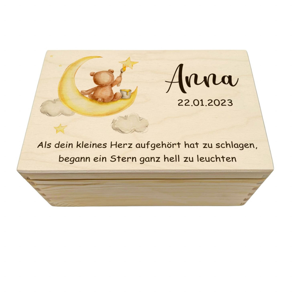 Erinnerungskiste Sternenkind, Sternenkind Erinnerung, Sternenkind Geschenk, Teddy auf Mond