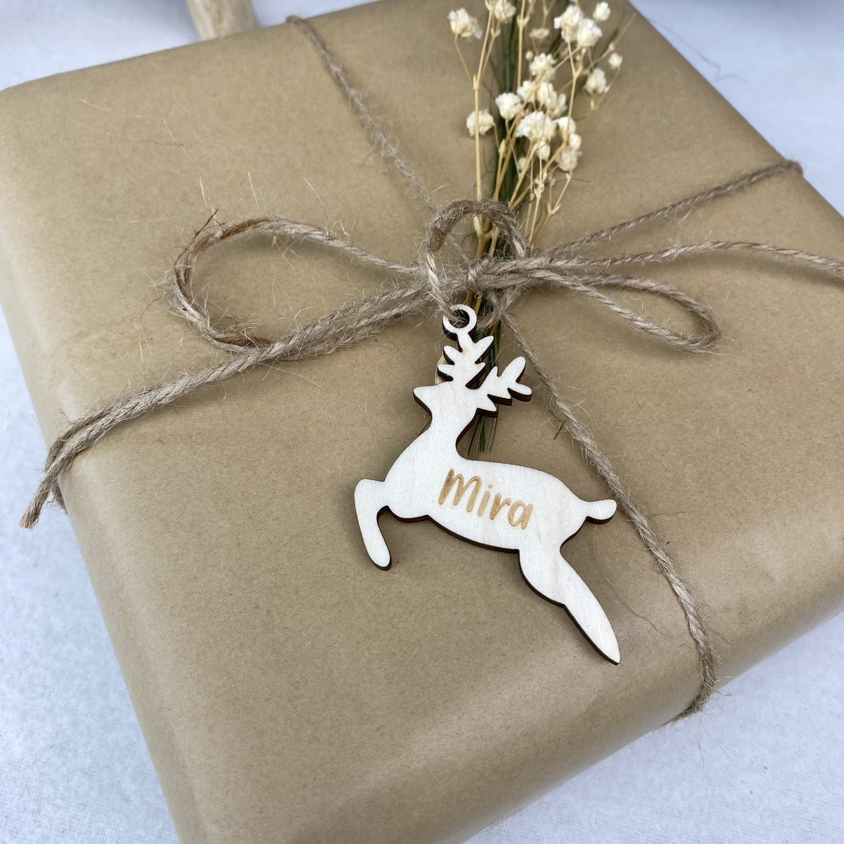 Geschenkanhänger Weihnachten I Holz Motiv Rentier I Weihnachtsgeschenke Geschenkverpackung