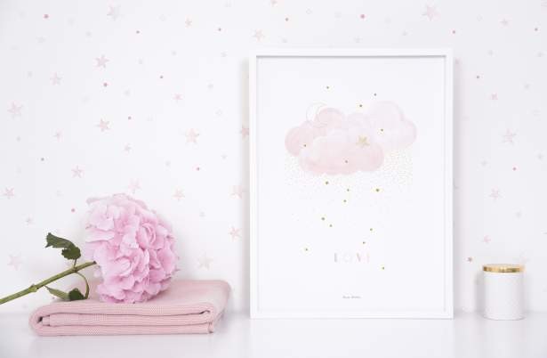 Babyzimmerbild Stardust Wolke rosa