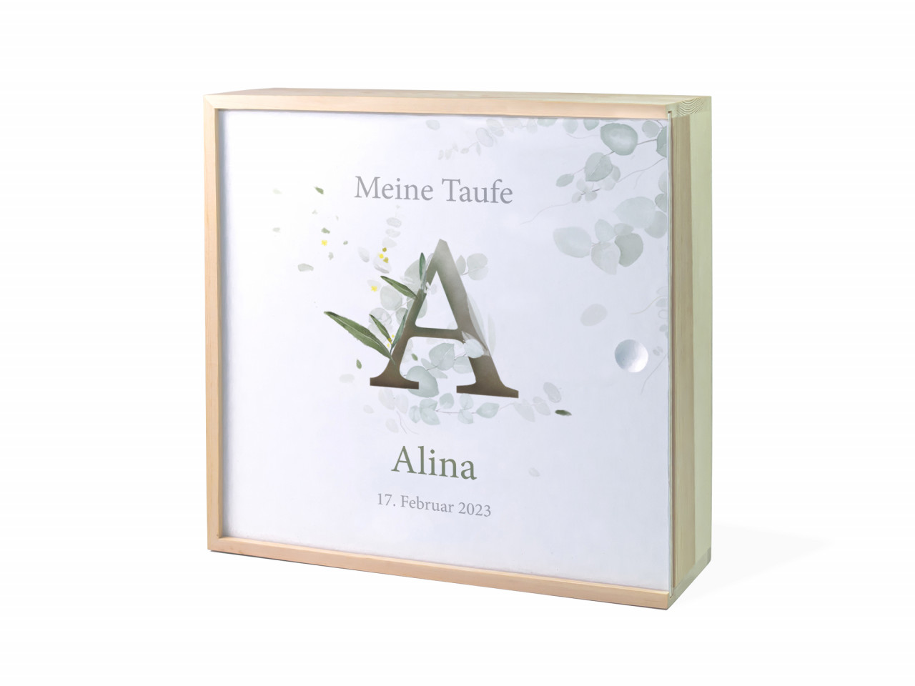 Erinnerungsbox Taufe | Buchstabe - Eukalyptus | Kidslino