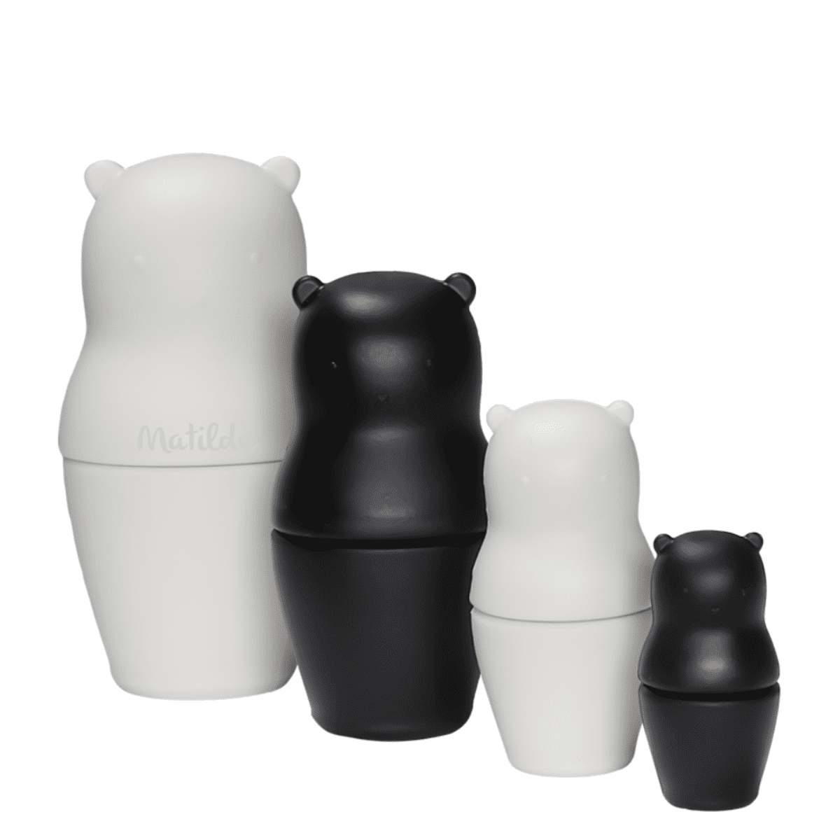Silikon Spielzeug Bär schwarz- weiß | Babygeschenk | personalisierbar