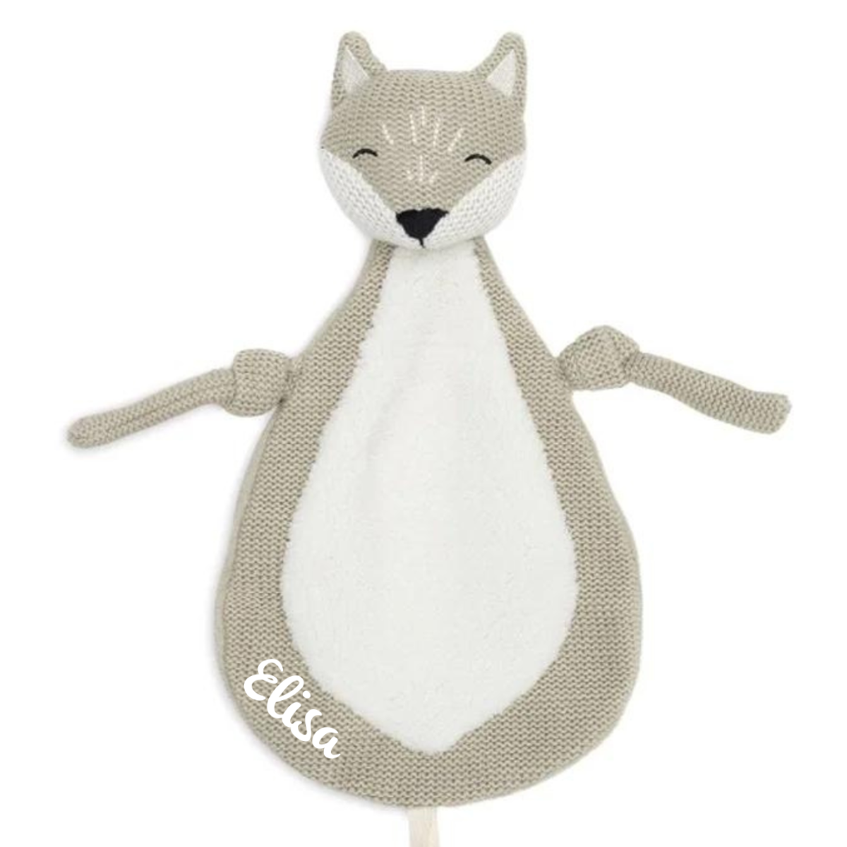 Schmusetuch Fuchs, Schnullertuch Strick Jollein, Babygeschenk, personalisierbar