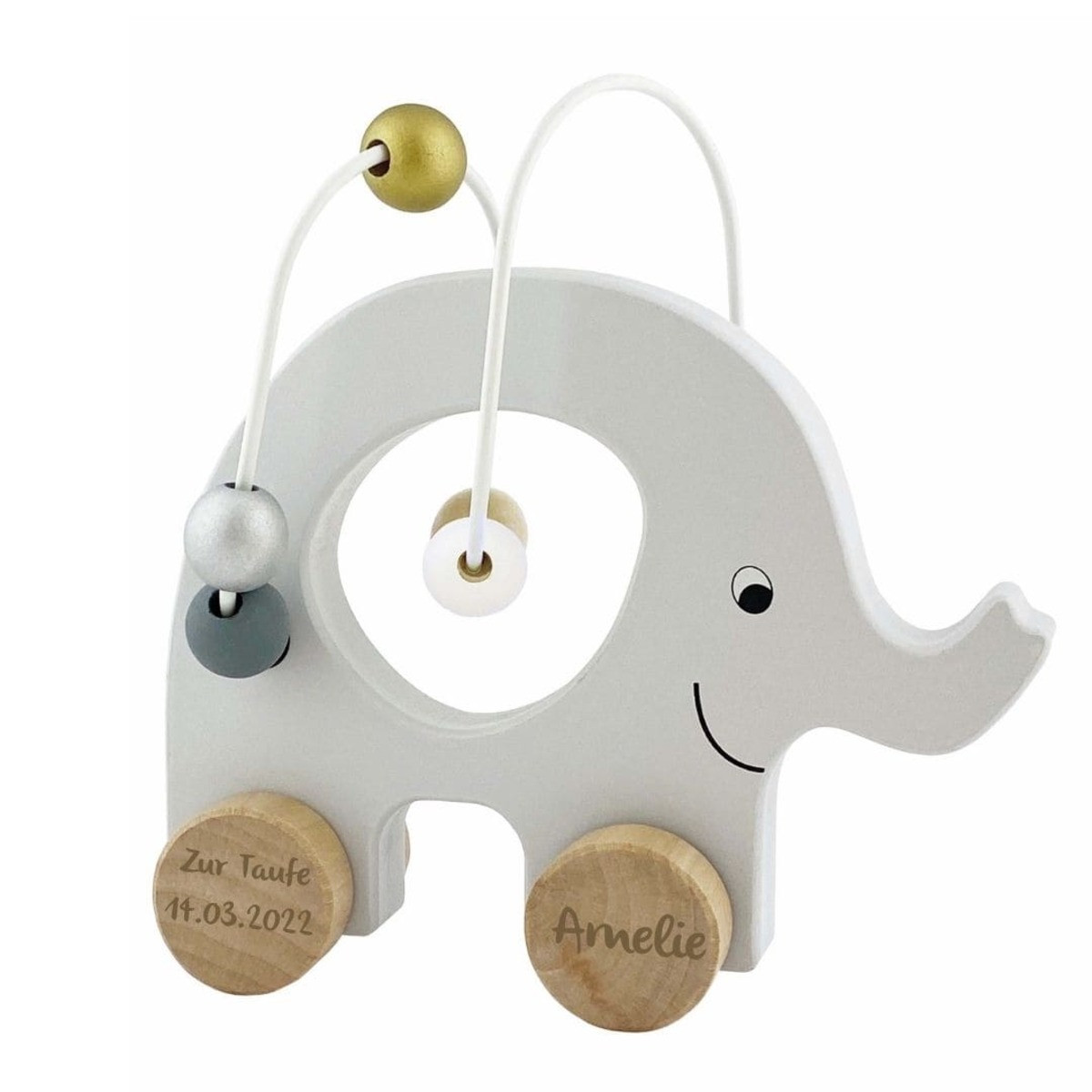 Motorikschleife Elefant silber/gold JaBaDaBaDo | Taufgeschenk | personalisierbar