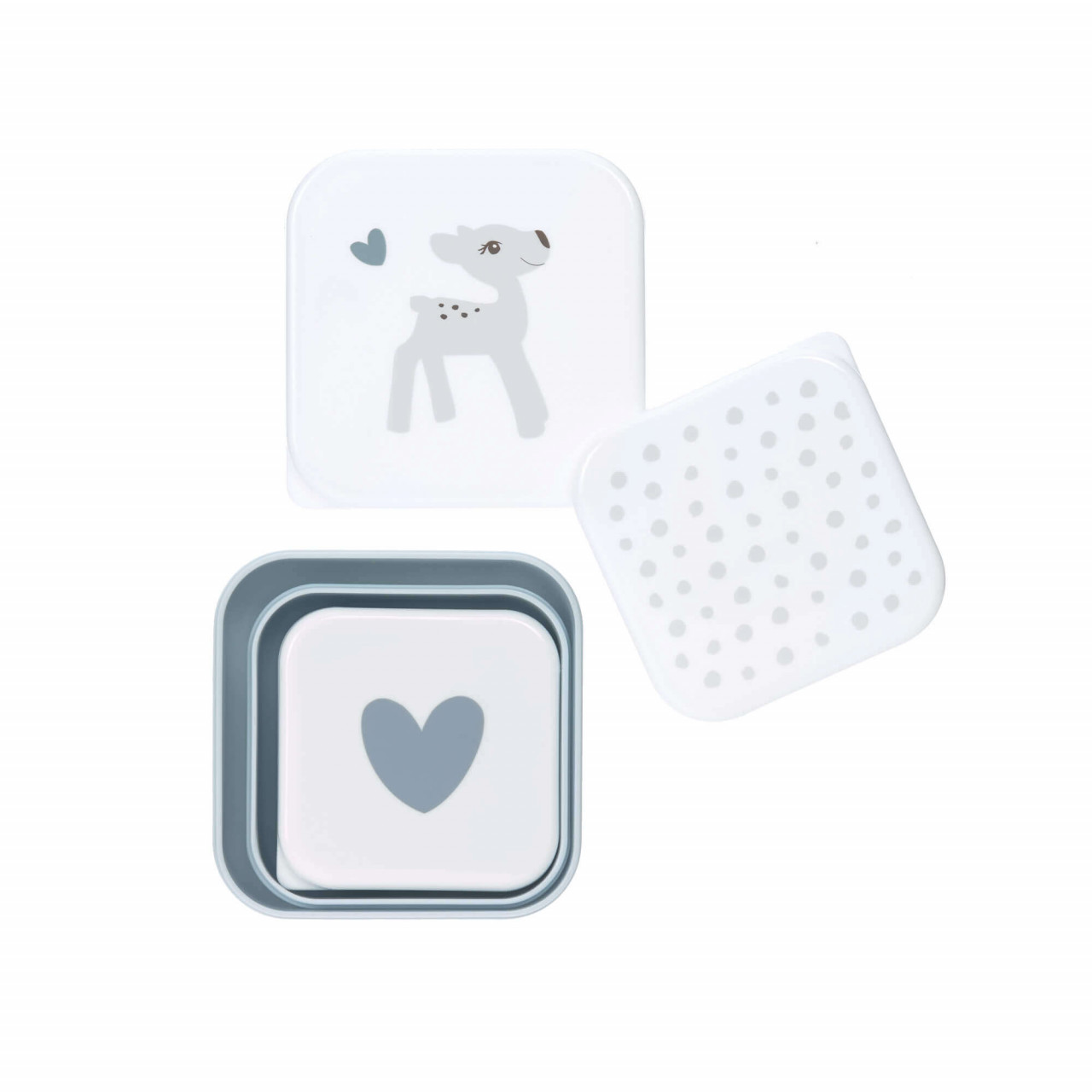 Lässig | 3er Set Snackboxen Reh Lela blau | personalisierbar