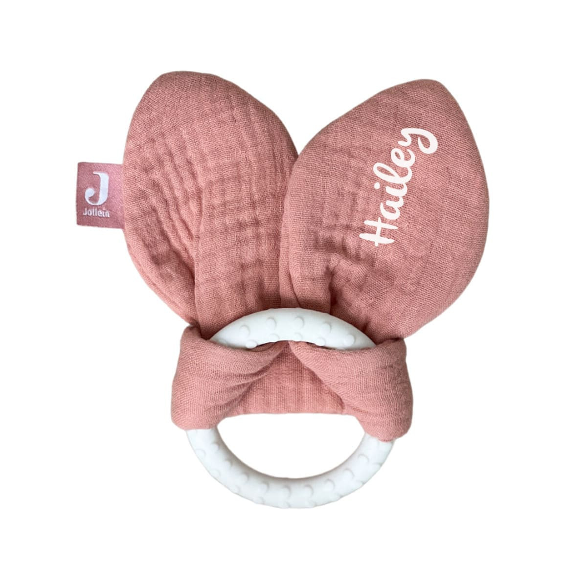 Beißring Bunny Ears rosa | Jollein | personalisierbar