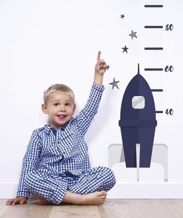 Wandsticker Messlatte Rakete