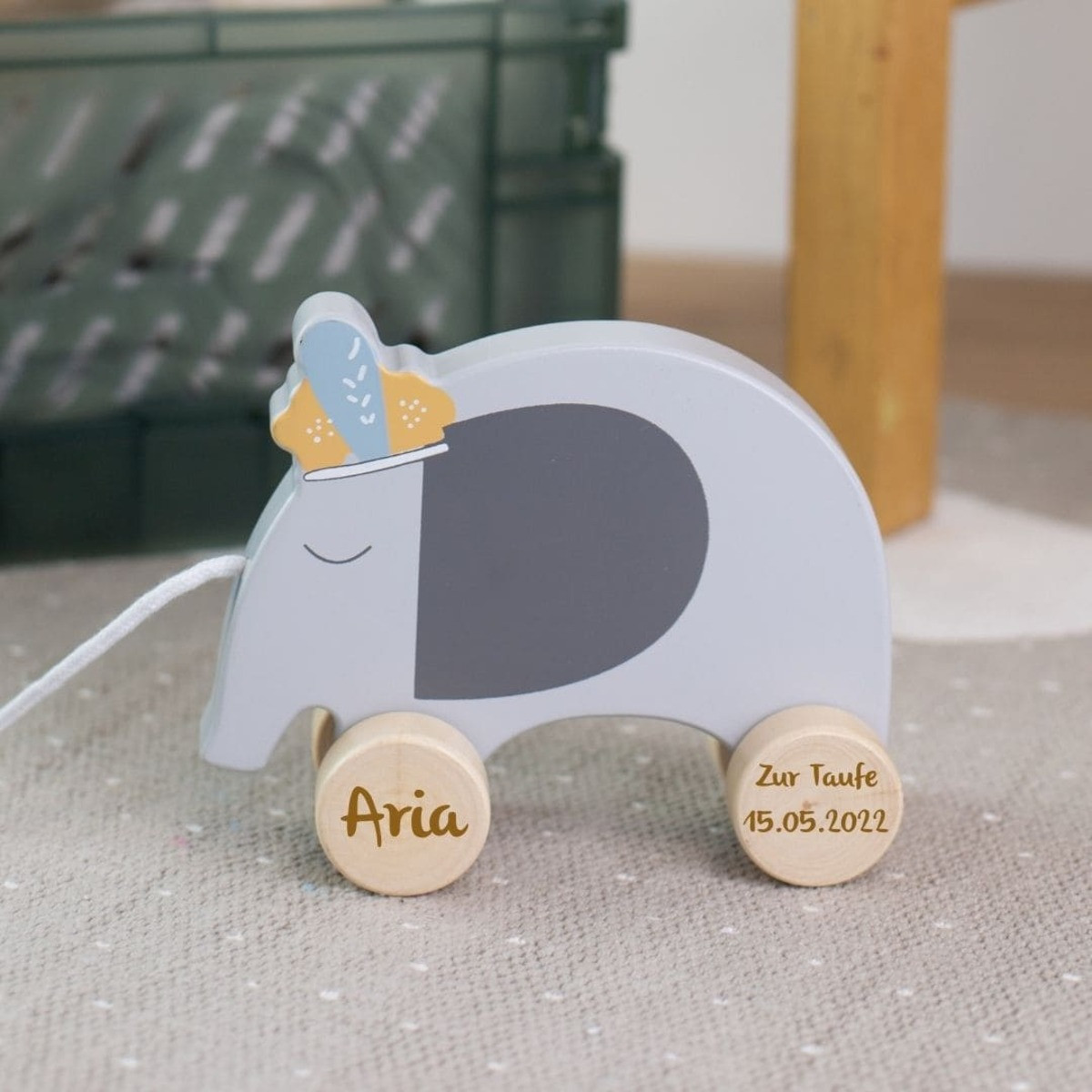 Nachziehtier Elefant Tryco | Taufgeschenk | personalisierbar