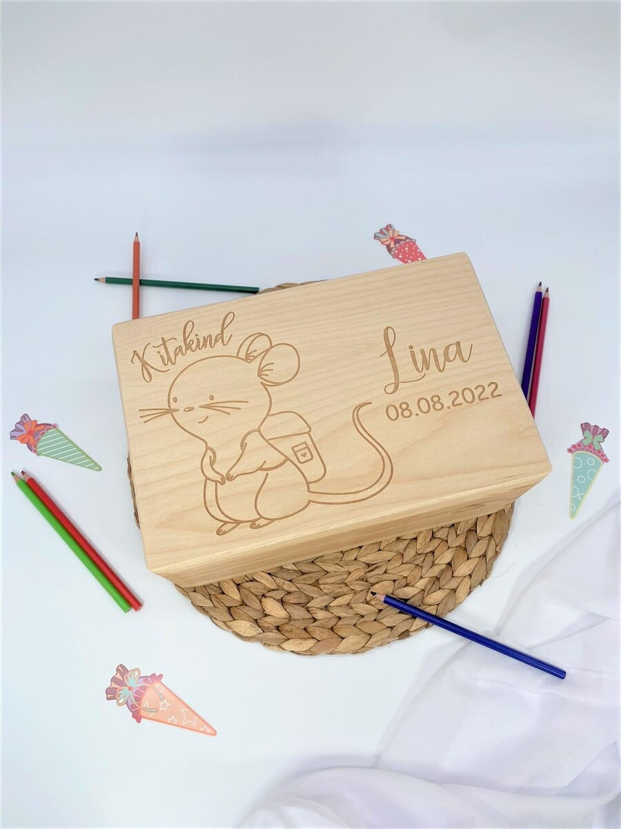 Erinnerungskiste zum Kitastart I Geschenk Kindergartenkind I Kitakind Maus 2023
