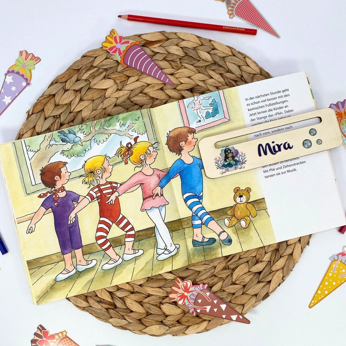 Personalisiertes Lesezeichen Meerjungfrau Muschel I Geschenk zur Einschulung I Inhalt Schultüte