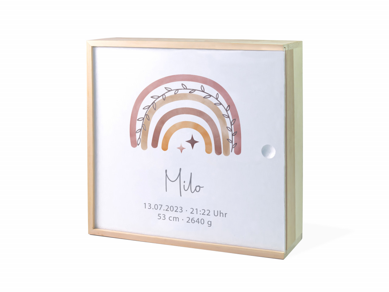 Erinnerungsbox Geburt | Regenbogen Boho Ranke | Kidslino