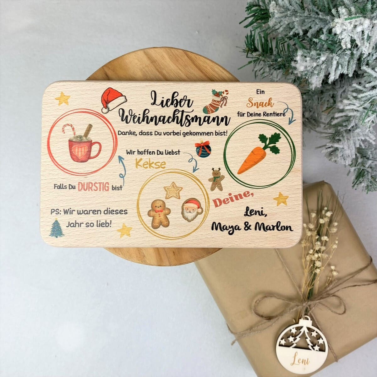 Weihnachtsbrettchen I Plätzchen für den Nikolaus I personalisiertes Brettchen Lebkuchenmann
