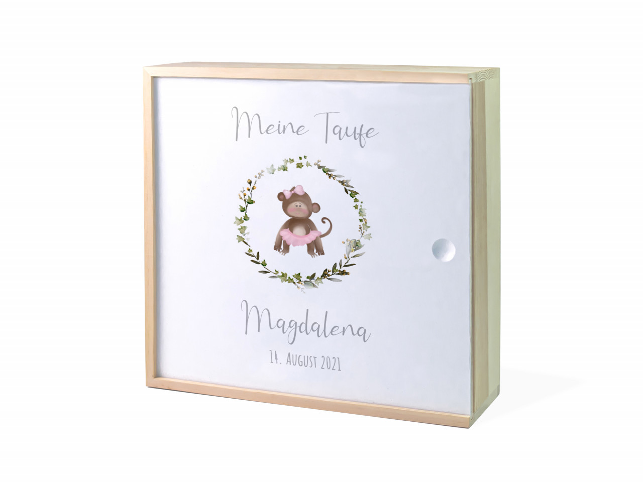 Erinnerungsbox Taufe | Affe Kranz - Mädchen | Kidslino