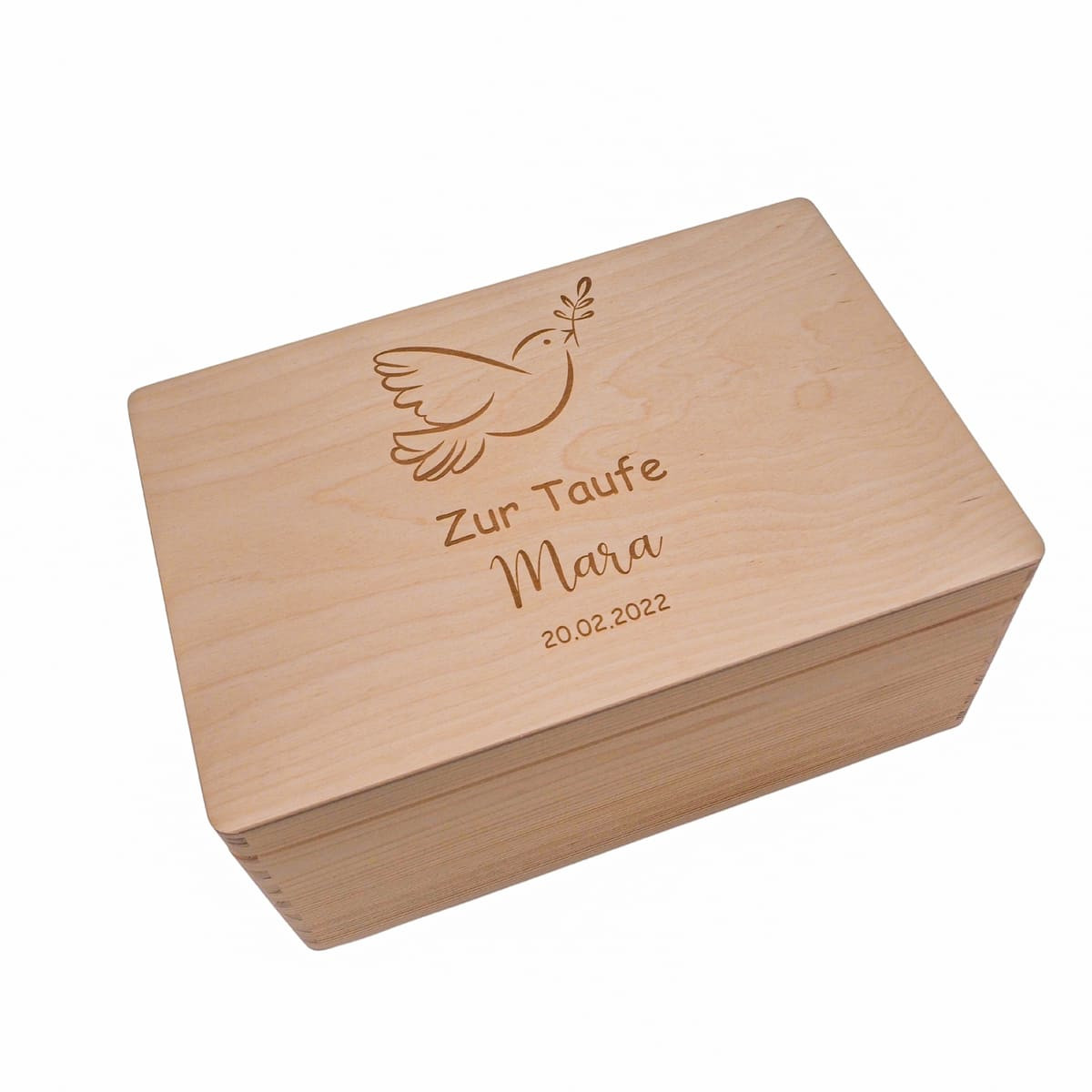 Erinnerungkiste Taufe Taufgeschenk mit Taube und Namen