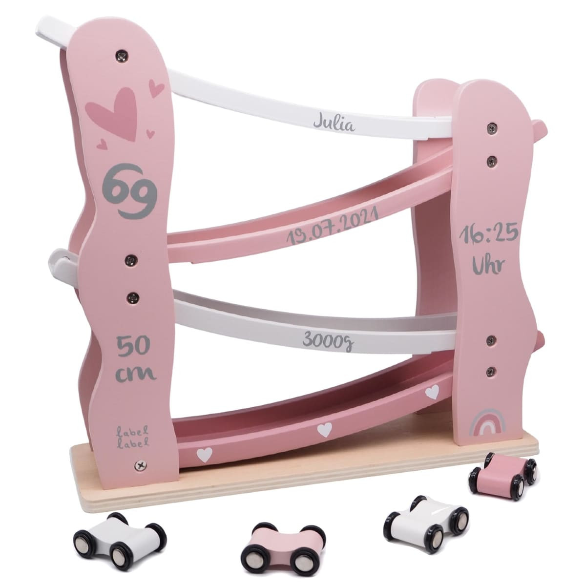 Kugelbahn Herz rosa | Geschenk zur Geburt | label label | personalisiert