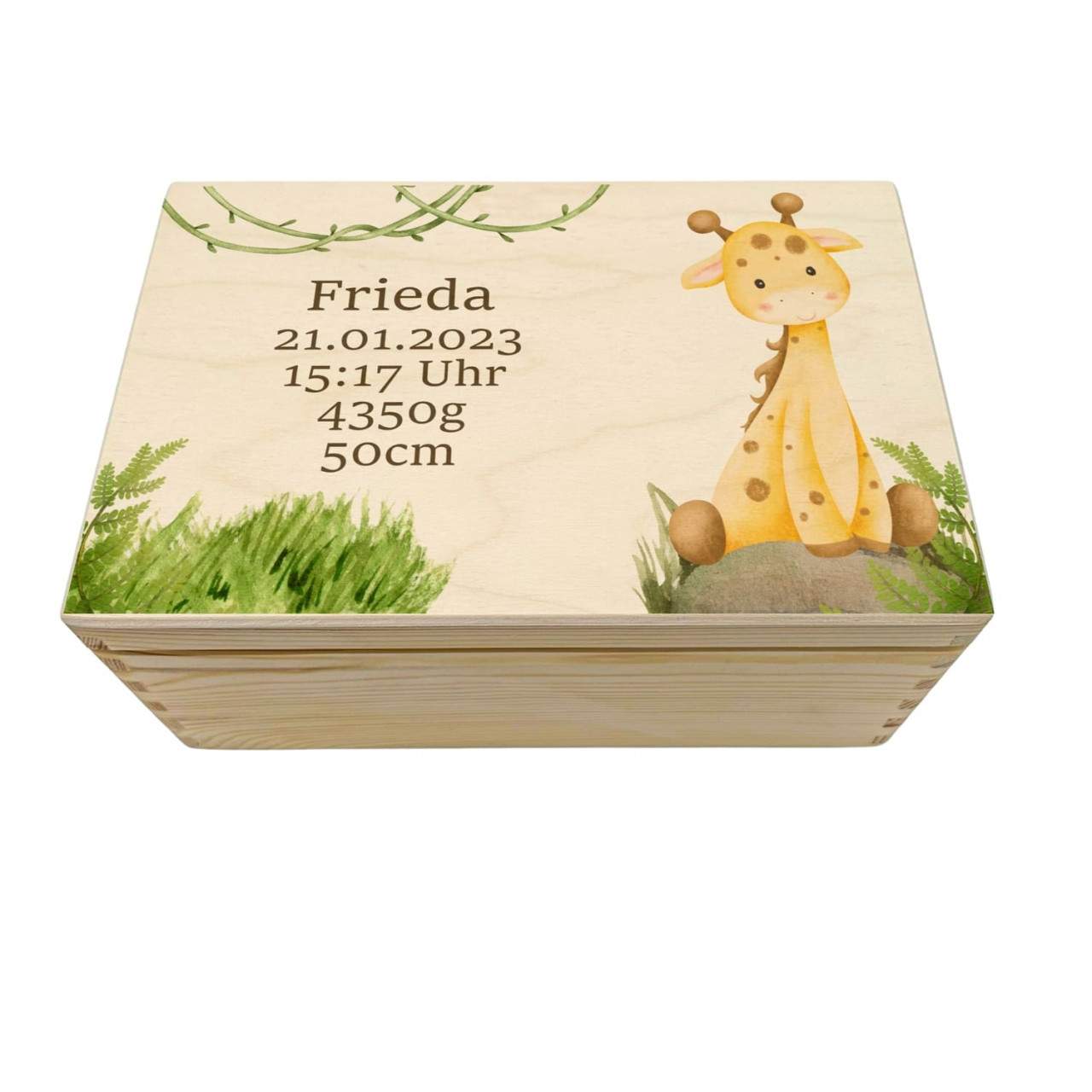 Erinnerungskiste für Babys und Kinder – Giraffe Druck | personalisierbar