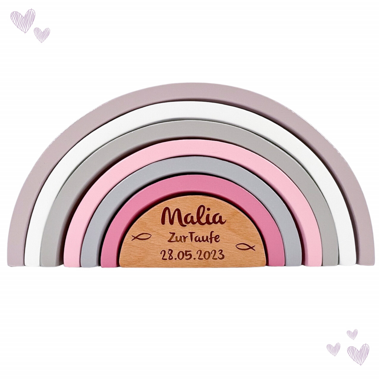 Tauf Regenbogen rosa I Muffy & Moon I Taufgeschenke Mädchen I personalisiert