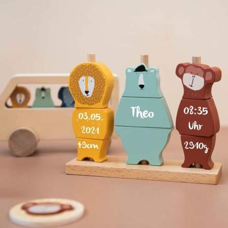 Holz Stapel-Spiel mit Tieren | Trixie | personalisierbar