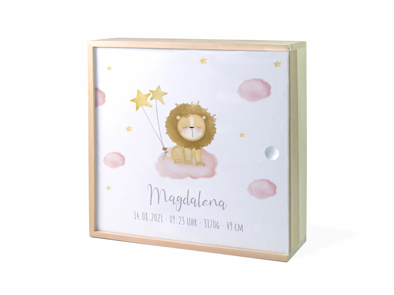 Erinnerungsbox Geburt | Löwe Stern - Mädchen | Kidslino