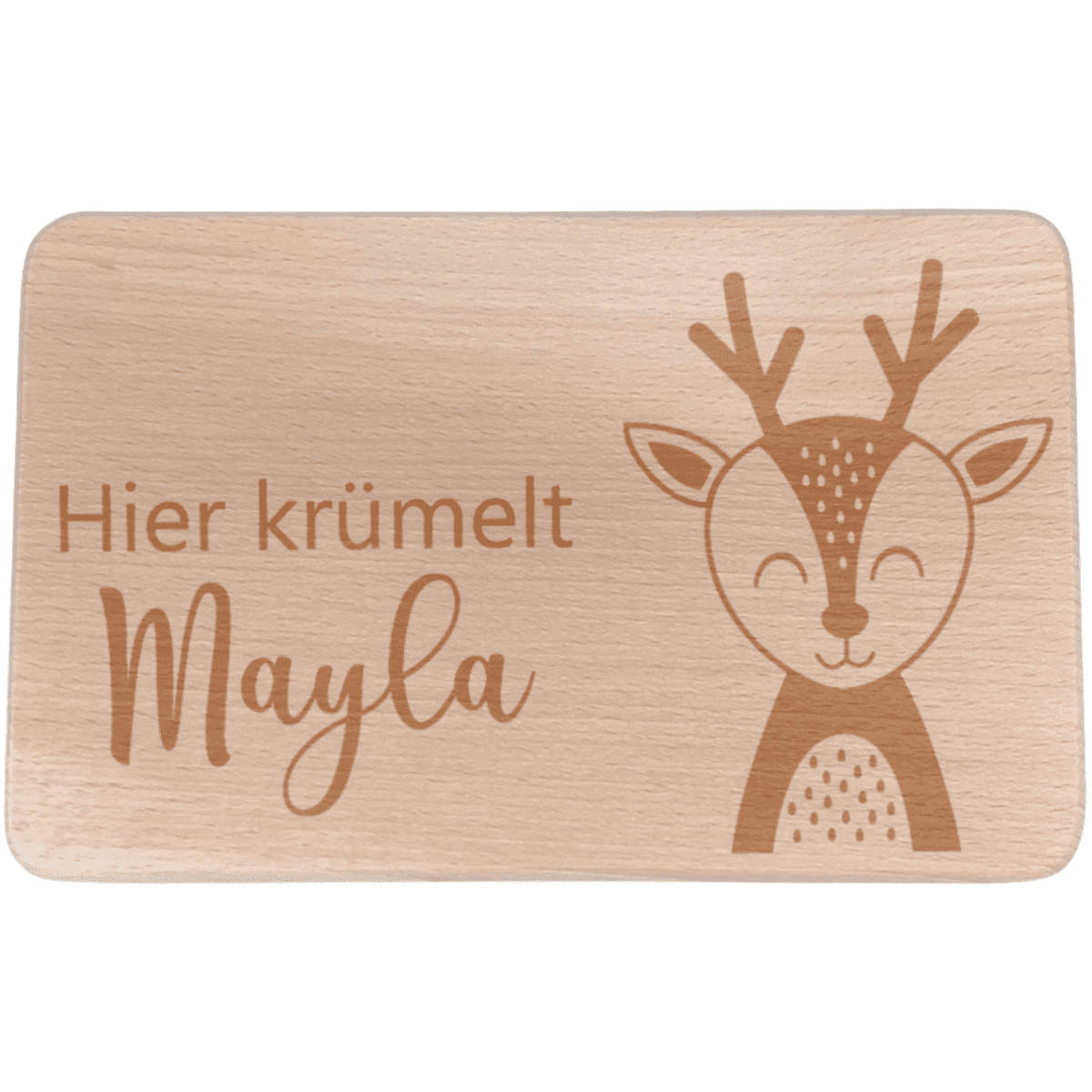 Personalisiertes Frühstücksbrettchen mit Namen und Reh | Kidslino | personalisierbar