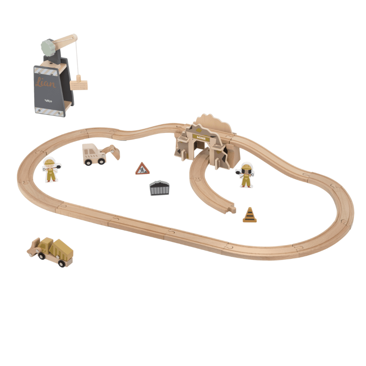 Tryco Holzeisenbahn Erweiterungsset Baustelle, Geschenk zum 2.Geburtstag, personalisierbar