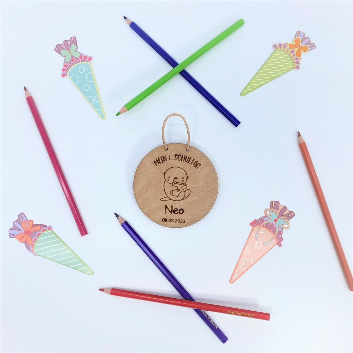 Personalisierter Schultütenanhänger Otter I Geschenk zur Einschulung I Inhalt Schultüte