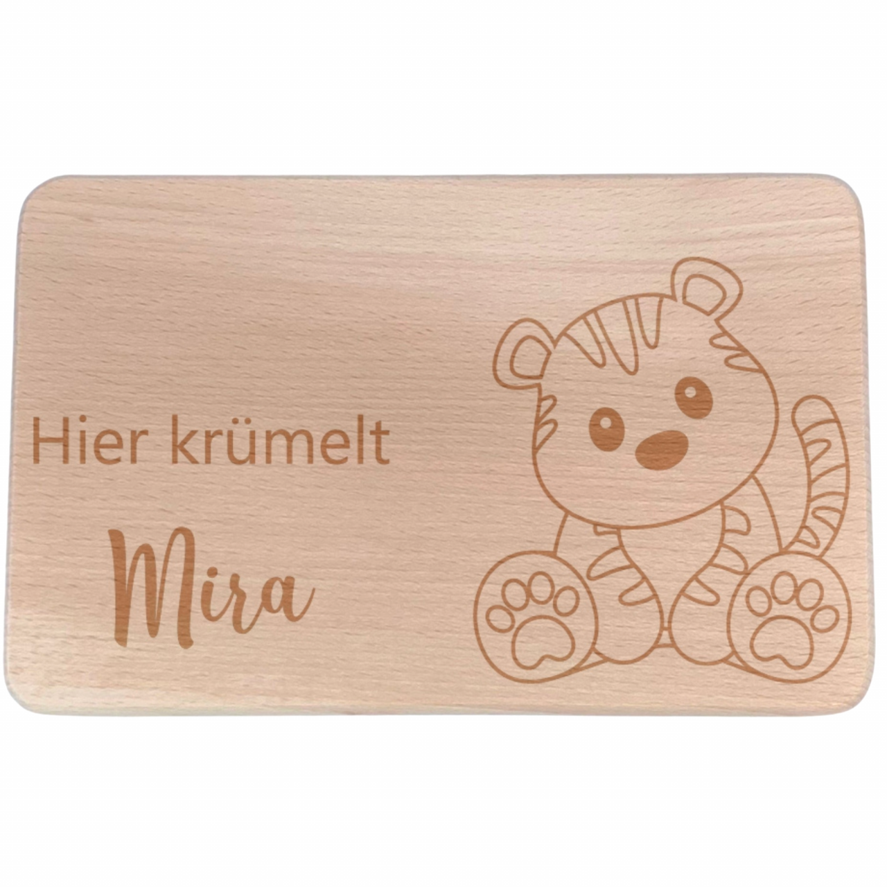 Personalisiertes Frühstücksbrettchen mit Namen und Tiger | Kidslino | personalisierbar